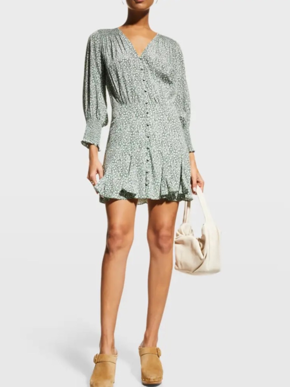 Veronica Beard - Desio V neck Green Floral Dress